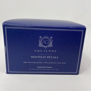 AQUIESSE Moonlit Petals Luxury Scented Glass Votive Candles Set of 4 NEW